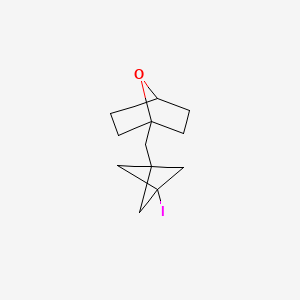 molecular formula C12H17IO B13645448 1-({3-Iodobicyclo[1.1.1]pentan-1-yl}methyl)-7-oxabicyclo[2.2.1]heptane 