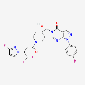 5-[[1-[4,4-Difluoro-3-(3-fluoropyrazol-1-yl)butanoyl]-4-hydroxypiperidin-4-yl]methyl]-1-(4-fluorophenyl)pyrazolo[3,4-d]pyrimidin-4-one