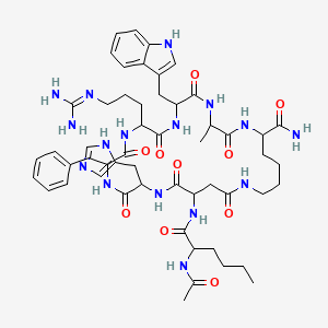 Ac-DL-Nle-DL-Asp(1)-DL-His-DL-Phe-DL-Arg-DL-Trp-DL-Ala-DL-Lys(1)-NH2