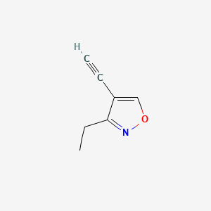 molecular formula C7H7NO B13645582 3-Ethyl-4-ethynyl-1,2-oxazole 