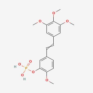 molecular formula C18H21O8P B13645674 Phenol, 2-methoxy-5-[(1Z)-2-(3,4,5-trimethoxyphenyl)ethenyl]-,dihydrogen phosphate 