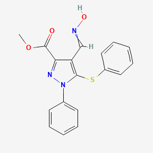 molecular formula C18H15N3O3S B1364600 methyl 4-[(hydroxyimino)methyl]-1-phenyl-5-(phenylsulfanyl)-1H-pyrazole-3-carboxylate 