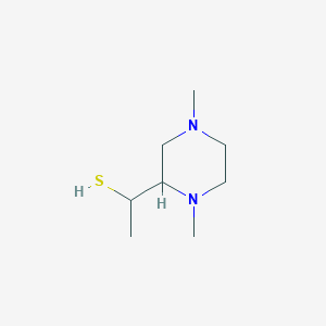 molecular formula C8H18N2S B13646000 1-(1,4-Dimethylpiperazin-2-yl)ethane-1-thiol 