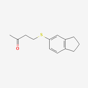 molecular formula C13H16OS B13646009 4-((2,3-Dihydro-1h-inden-5-yl)thio)butan-2-one 