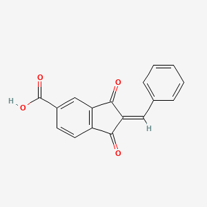 molecular formula C17H10O4 B1364611 (2Z)-2-Benzylidene-1,3-dioxoindane-5-carboxylic acid CAS No. 40462-12-2