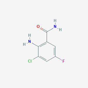 molecular formula C7H6ClFN2O B13646147 2-Amino-3-chloro-5-fluorobenzamide 