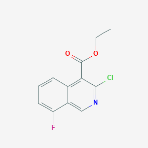 molecular formula C12H9ClFNO2 B13646196 Ethyl 3-chloro-8-fluoroisoquinoline-4-carboxylate 