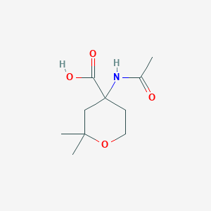 molecular formula C10H17NO4 B13646256 4-Acetamido-2,2-dimethyltetrahydro-2h-pyran-4-carboxylic acid 