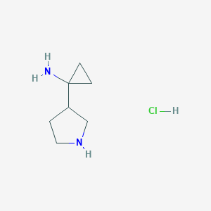 molecular formula C7H15ClN2 B13646276 1-(Pyrrolidin-3-yl)cyclopropan-1-amine hydrochloride 