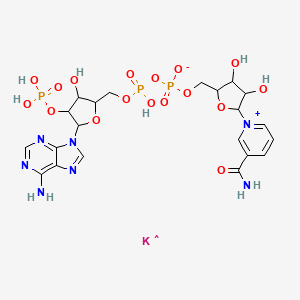 molecular formula C21H28KN7O17P3 B13646342 [[(2R,3R,4R,5R)-5-(6-aminopurin-9-yl)-3-hydroxy-4-phosphonooxyoxolan-2-yl]methoxy-hydroxyphosphoryl] [(2R,3S,4R,5R)-5-(3-carbamoylpyridin-1-ium-1-yl)-3,4-dihydroxyoxolan-2-yl]methyl phosphate;potassium 