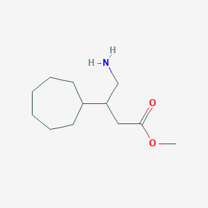 molecular formula C12H23NO2 B13646411 Methyl 4-amino-3-cycloheptylbutanoate 