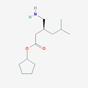 molecular formula C13H25NO2 B13646443 Cyclopentyl (S)-3-(aminomethyl)-5-methylhexanoate 