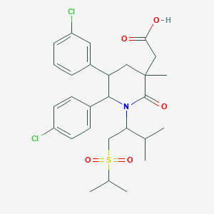 2-[5-(3-Chlorophenyl)-6-(4-chlorophenyl)-3-methyl-1-(3-methyl-1-propan-2-ylsulfonylbutan-2-yl)-2-oxopiperidin-3-yl]acetic acid