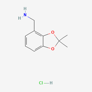 molecular formula C10H14ClNO2 B13646542 (2,2-Dimethylbenzo[d][1,3]dioxol-4-yl)methanamine hydrochloride 