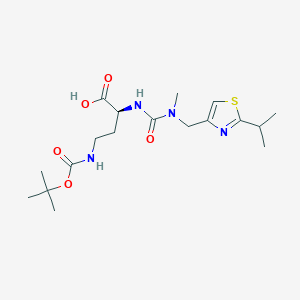 molecular formula C18H30N4O5S B13646547 (S)-4-((tert-Butoxycarbonyl)amino)-2-(3-((2-isopropylthiazol-4-yl)methyl)-3-methylureido)butanoic acid 