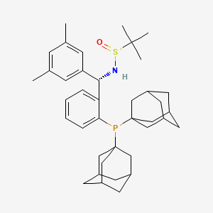 molecular formula C39H54NOPS B13646562 (R)-N-((S)-(2-(Di(adamantan-1-yl)phosphanyl)phenyl)(3,5-dimethylphenyl)methyl)-2-methylpropane-2-sulfinamide 