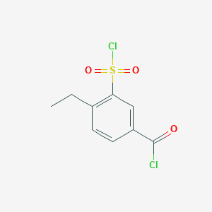 molecular formula C9H8Cl2O3S B13646715 3-(Chlorosulfonyl)-4-ethylbenzoyl chloride 