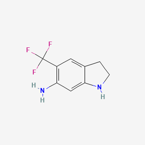 molecular formula C9H9F3N2 B13646717 5-(Trifluoromethyl)indolin-6-amine 