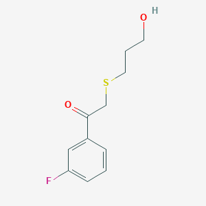 molecular formula C11H13FO2S B13646721 1-(3-Fluorophenyl)-2-((3-hydroxypropyl)thio)ethan-1-one 