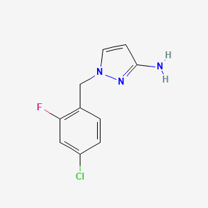 molecular formula C10H9ClFN3 B13646748 1-(4-Chloro-2-fluorobenzyl)-1H-pyrazol-3-amine 