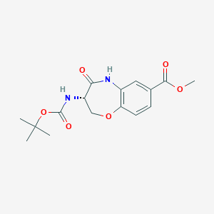 molecular formula C16H20N2O6 B13646792 (S)-Methyl 3-((tert-butoxycarbonyl)amino)-4-oxo-2,3,4,5-tetrahydrobenzo[b][1,4]oxazepine-7-carboxylate 