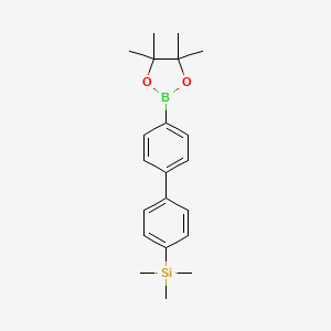 molecular formula C21H29BO2Si B13646853 Trimethyl(4'-(4,4,5,5-tetramethyl-1,3,2-dioxaborolan-2-yl)-[1,1'-biphenyl]-4-yl)silane 