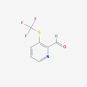 molecular formula C7H4F3NOS B13646959 3-((Trifluoromethyl)thio)picolinaldehyde 