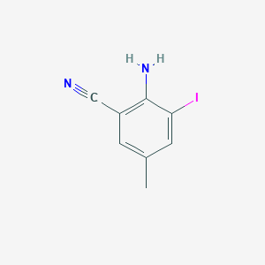 molecular formula C8H7IN2 B13647066 2-Amino-3-iodo-5-methylbenzonitrile CAS No. 1438416-91-1