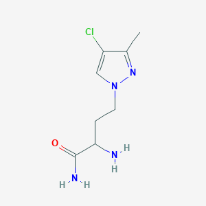 molecular formula C8H13ClN4O B13647273 2-Amino-4-(4-chloro-3-methyl-1h-pyrazol-1-yl)butanamide 