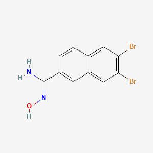 molecular formula C11H8Br2N2O B13647325 6,7-Dibromo-N-hydroxy-2-naphthimidamide 