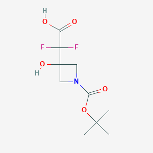 molecular formula C10H15F2NO5 B13647367 3-(Carboxy-difluoro-methyl)-3-hydroxy-azetidine-1-carboxylic acid tert-butyl ester 