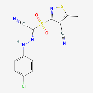 molecular formula C13H8ClN5O2S2 B1364741 3-{[2-(4-Chlorophenyl)(cyano)carbohydrazonoyl]sulfonyl}-5-methyl-4-isothiazolecarbonitrile 