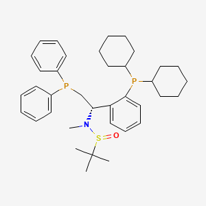 molecular formula C37H51NOP2S B13647417 (R)-N-((S)-1-(2-(Dicyclohexylphosphanyl)phenyl)-2-(diphenylphosphanyl)ethyl)-N,2-dimethylpropane-2-sulfinamide 