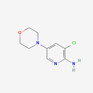 molecular formula C9H12ClN3O B13647423 3-Chloro-5-morpholinopyridin-2-amine 