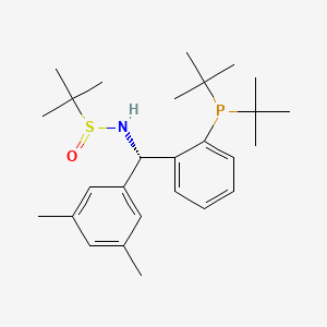 molecular formula C27H42NOPS B13647443 (R)-N-((S)-(2-(Di-tert-butylphosphanyl)phenyl)(3,5-dimethylphenyl)methyl)-2-methylpropane-2-sulfinamide 