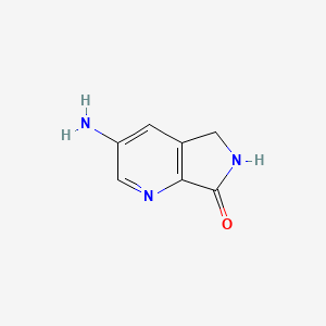 molecular formula C7H7N3O B13647454 3-Amino-5,6-dihydro-7H-pyrrolo[3,4-b]pyridin-7-one 