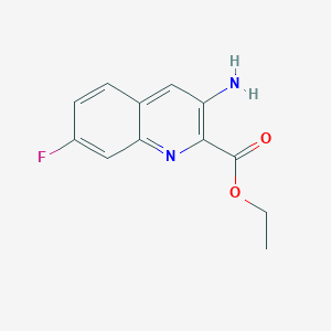 molecular formula C12H11FN2O2 B13647477 Ethyl 3-amino-7-fluoroquinoline-2-carboxylate 