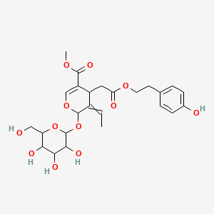 molecular formula C25H32O12 B13647554 methyl 5-ethylidene-4-[2-[2-(4-hydroxyphenyl)ethoxy]-2-oxoethyl]-6-[3,4,5-trihydroxy-6-(hydroxymethyl)oxan-2-yl]oxy-4H-pyran-3-carboxylate 