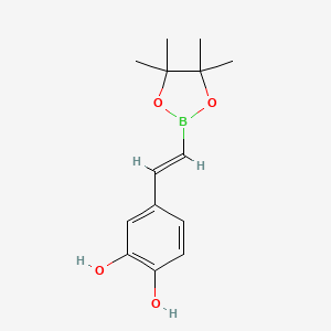 molecular formula C14H19BO4 B13647590 4-[2-(Tetramethyl-1,3,2-dioxaborolan-2-yl)ethenyl]benzene-1,2-diol 