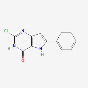 molecular formula C12H8ClN3O B13647612 2-Chloro-6-phenyl-3H-pyrrolo[3,2-d]pyrimidin-4(5H)-one 