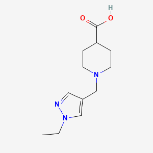 molecular formula C12H19N3O2 B13647620 1-[(1-Ethyl-1H-pyrazol-4-YL)methyl]piperidine-4-carboxylic acid 