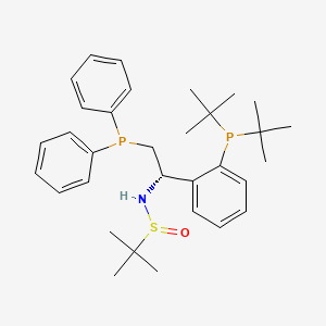 molecular formula C32H45NOP2S B13647626 (R)-N-((S)-1-(2-(Di-tert-butylphosphanyl)phenyl)-2-(diphenylphosphanyl)ethyl)-2-methylpropane-2-sulfinamide 