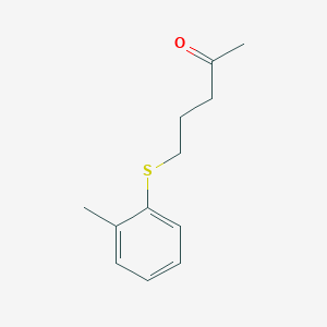 molecular formula C12H16OS B13647646 5-(O-tolylthio)pentan-2-one 