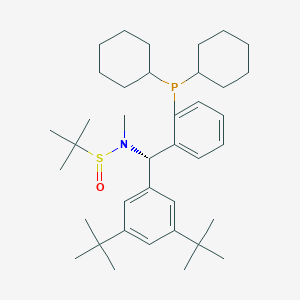 molecular formula C38H60NOPS B13647688 (R)-N-((S)-(3,5-Di-tert-butylphenyl)(2-(dicyclohexylphosphaneyl)phenyl)methyl)-N,2-dimethylpropane-2-sulfinamide 