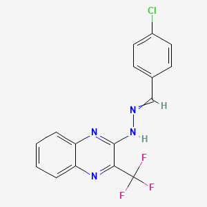 molecular formula C16H10ClF3N4 B1364773 N-[(4-chlorophenyl)methylideneamino]-3-(trifluoromethyl)quinoxalin-2-amine 