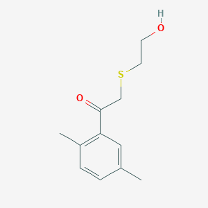 molecular formula C12H16O2S B13647768 1-(2,5-Dimethylphenyl)-2-((2-hydroxyethyl)thio)ethan-1-one 