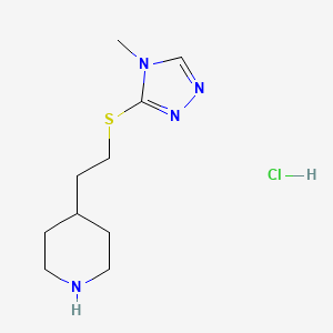 molecular formula C10H19ClN4S B13647818 4-{2-[(4-methyl-4H-1,2,4-triazol-3-yl)sulfanyl]ethyl}piperidine hydrochloride 