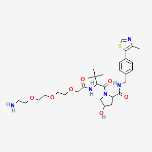 molecular formula C30H45N5O7S B13647888 (2S,4S)-1-((S)-14-Amino-2-(tert-butyl)-4-oxo-6,9,12-trioxa-3-azatetradecanoyl)-4-hydroxy-N-(4-(4-methylthiazol-5-yl)benzyl)pyrrolidine-2-carboxamide 