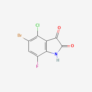 molecular formula C8H2BrClFNO2 B13647986 5-Bromo-4-chloro-7-fluoroindoline-2,3-dione 