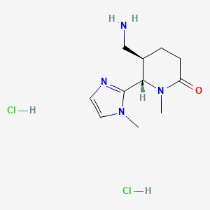 molecular formula C11H20Cl2N4O B13648002 (5R,6S)-5-(Aminomethyl)-1-methyl-6-(1-methyl-1H-imidazol-2-yl)piperidin-2-one dihydrochloride 